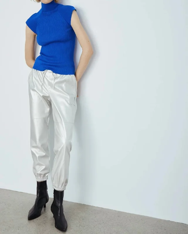 Bold color tight trousers for women with bright hues and daring style choices -Tristan Jogger In Silver