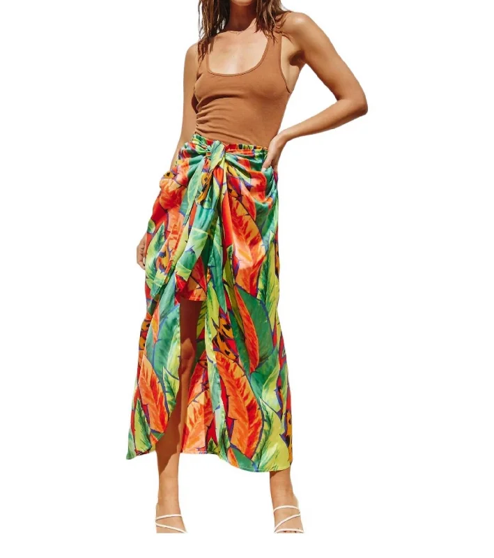 Fringed Dresses for Edgy -Exotic Escape Vacay Skirt In Green Multi