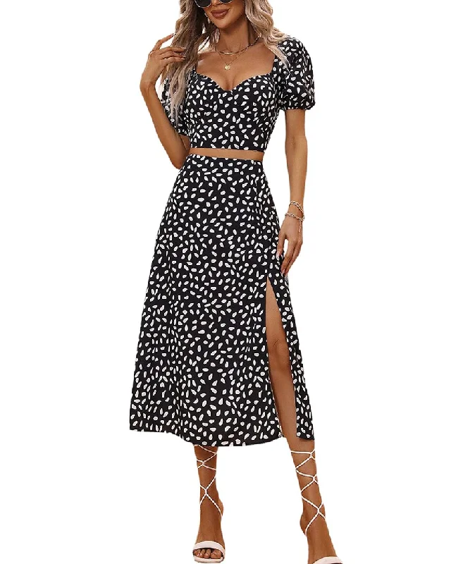 Resort Dresses for Vacation -VERA DOLINI 2pc Top & Skirt Set