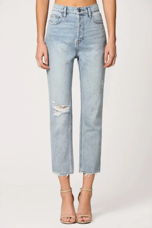 Tight fit trousers for women with ankle-length design and modern appeal -Tracy High Waist Straight Denim In Blue