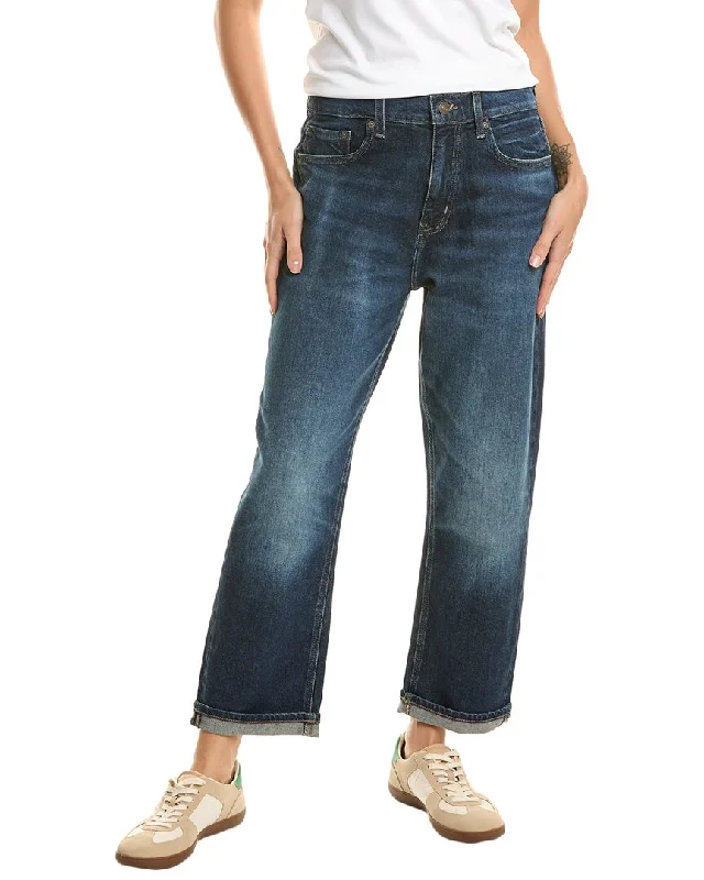 High-waisted tight trousers for women with belt loops for added style -Current/Elliott The Boy Genius Blue Jay Boyfriend Jean