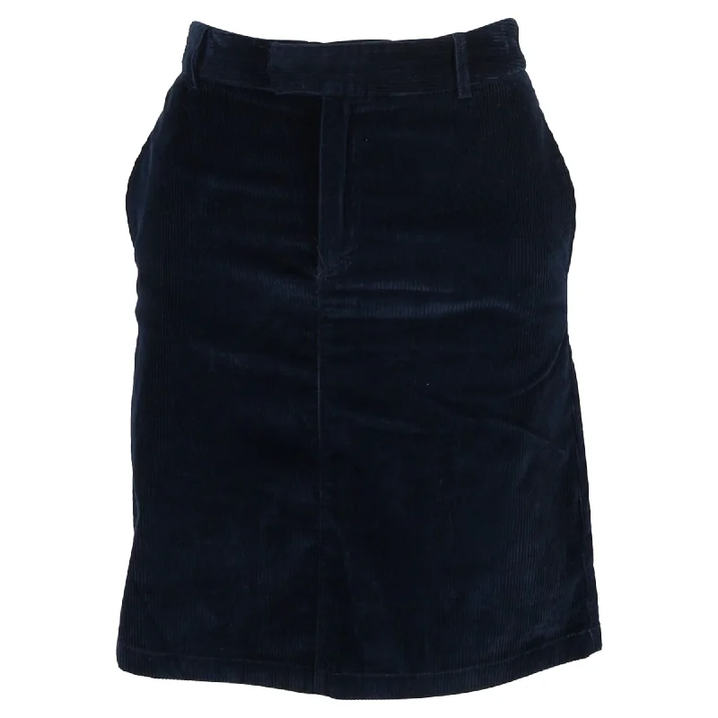 Formal Dresses for Occasions -A.P.C. Mini A-Line Skirt in Navy Blue Corduroy