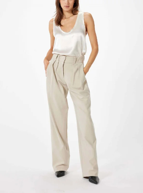 Smart casual tight trousers for women with cuffed ankle and tailored design -Teddy Trouser In Beige