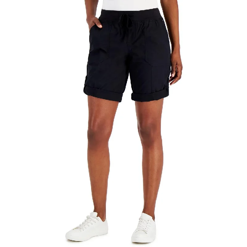 Comfortable fleece shorts for women with cozy lining for warmth on chilly days-Tommy Hilfiger Womens Cotton Knee-Length Convertible Shorts