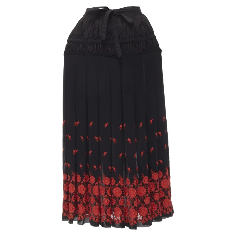 Ruffled Dresses for Girly -Comme Des Garcons Floral Embroidered Peplum Crin Skirt