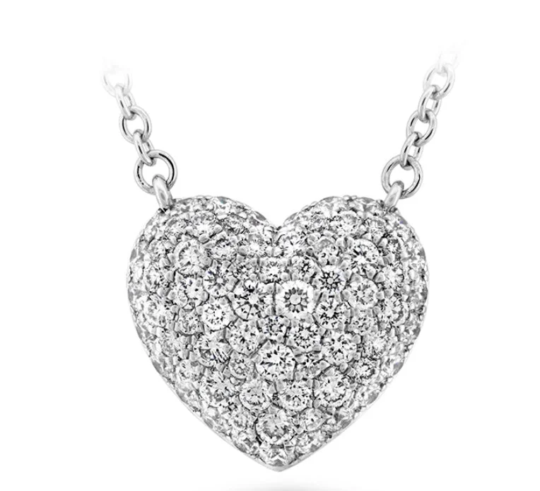 Best necklaces and pendants with cubic zirconia for a budget-friendly dazzling effect-MEMOIRE- PAVE HEART NECKLACE .49TW