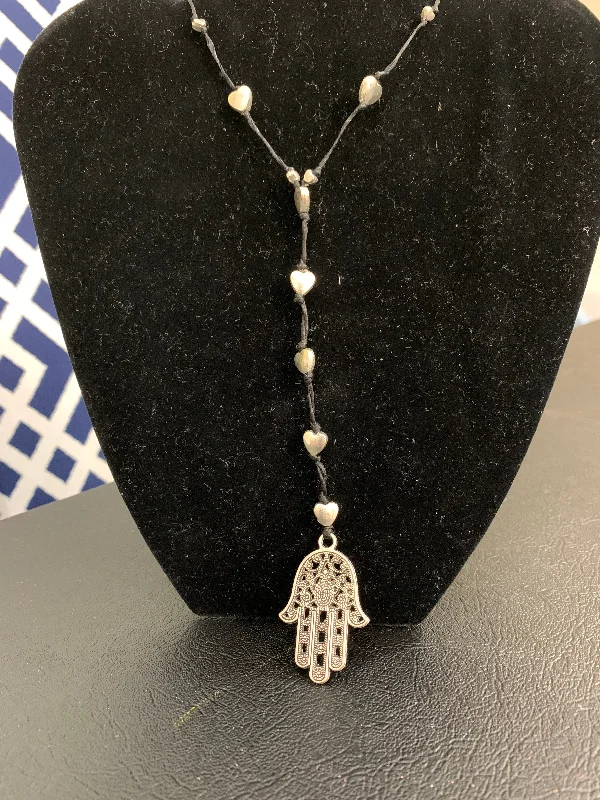 Best necklaces and pendants with sterling silver for an affordable yet stylish choice-Necklace - Long with Heart & Hamsa